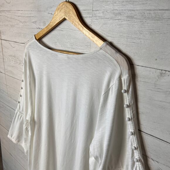 J Jill Tunic Top Womens Size XL Petite White Bohemian Fabric Button Detail - Picture 12 of 16